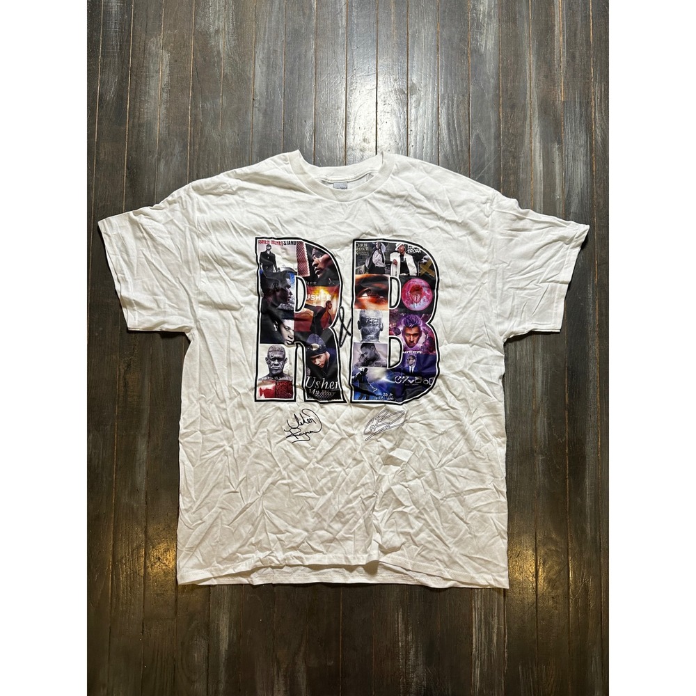 Gildan Usher R&B Graphic T-Shirt White Music Artist Tour Tee
